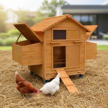 Rollbarer Hühnerstall inkl. 2 Nestboxen und Rampe Hühnerhaus Geflügelstall Holz