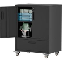 Rollbarer Metall-werkzeugschrank, Hochwertig Und Robust, Heavy-duty Stauraum, 101,5 × 76 × 51 Cm, Schwarz/grau, Ideal Für Garage, Büro Und Haushalt