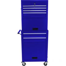 Rollbarer Werkzeugschrank 2-in-1, Abnehmbarer Werkzeugkasten Mit 6 Fächern Und 4 Universalrollen, Werkzeugwagen Für Garage Und Werkstatt, Blau