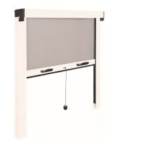 IRS - Rollbares Moskitonetz mit Rahmen 80x140cm aus Fiberglas und Aluminium in Schwarz und Weiß