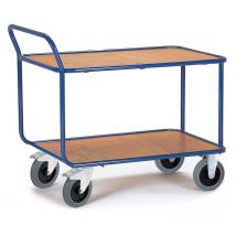 Rollcart Schwerer Tischwagen Mit Rohrrahmen Und 2 Ladeflächen Im Buchedekor 1000x700mm
