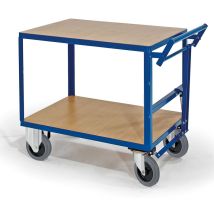 Rollcart Schwerer Tischwagen Mit Totmannbremse Und 2 Ladeflächen Im Buchedekor 1000x700mm