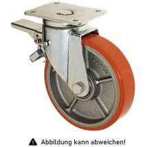 Rollcart Schwerlast Polyurethan- Lenkrollen Mit Doppelstop Ø250x60mm 1500kg Tragkraft