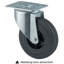 Rollcart Vollgummi-lenkrolle Ø160x40mm In Schwarz 135kg Tragkraft Mit Kunststoff-felge