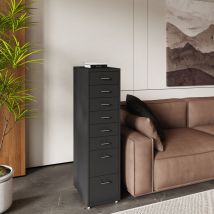 [en.casa] - Rollcontainer Kökar Mit 8 Schubladen 109x28x41 Cm Schwarz