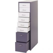 Rollcontainer Preston T851, Schubladenschrank Stahlschrank, 110x28x41cm 8 Schubladen Dunkelgrau Weiß-dunkelgrau
