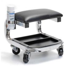 Rollhocker Arbeitssitz mit Werkzeugablage – 10 kg – 400 x 450 x 400 mm – verchromt