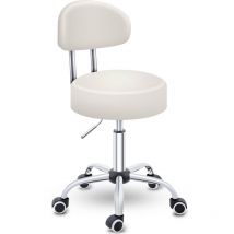 Rollhocker mit Lehne Beige Arbeitshocker Hocker Drehhocker Kosmetikhocker Praxishocker - Tresko