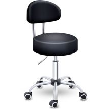 Tresko Sgabello Girevole Nero Con Schienale, Sgabello Da Lavoro, Sgabello Girevole, Sgabello Cosmetico, Sgabello Da Studio