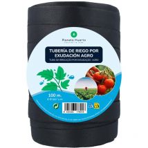 Planeta Huerto - Rollo de Tubería de Exudación 100 m para Riego Subterráneo, Alta Eficiencia Hídrica, Caudal 4-8 L/m/h, Presión 0,2-1 bar - Rollo de
