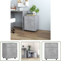 The Living Store Rollschrank Betongrau 45x38x54 cm Holzwerkstoff - Rollschränke - Bürobedarf - Holzwerkstoff Möbel - Graue Schränke - Stauraum