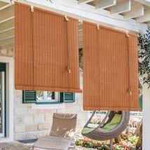 Madecostore - Roll'up bambou fines lattes pour intérieur et extérieur - Marron - L150 x H250cm