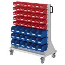 Rollwagen RasterMobil H1230xB1000xT500mm KastenxGr.18 x Gr.6 blau/40 x Gr.7 rot