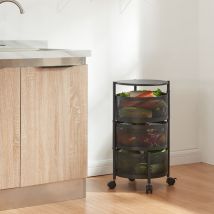 Rollwagen Steigen mit 3 Ebenen 59,5xØ33cm Schwarz [en.casa]