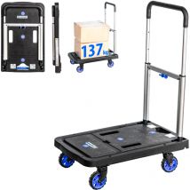 Rollwagen, Zusammenklappbarer Aufbewahrungswagen, Umzug, Materialtransport, Teleskopgriff, Max. Tragfähigkeit 137kg, 5 Jahre Garantie, Hostrom