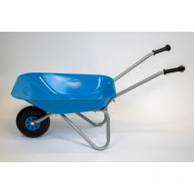 Rolly Toys - Carretilla de metal plateada/azul (a partir de 2,5 años, carretilla para niños, cuenco de metal, mangos de plástico, capacidad de carga
