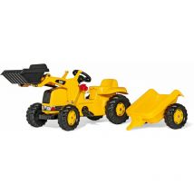 Rolly Toys - cat Tracteur à pédales avec remorque + chargeur frontal, capot ouvrant
