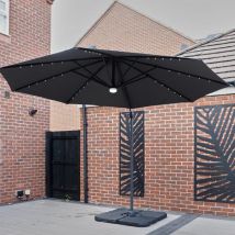Yakoe - Grey Alu/steel 3.0M Parasol with led Lights and Parasol Base Set