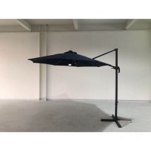 Yakoe - Roma 3M Garden Patio Parasol Outdoor Umbrella with led Lights and Cross Base Dark Blue