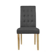 Roma Dining Chair (Pack of 2) - Linen Fabric - L63 x W47 x H103 cm - Grey