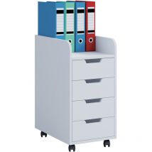 Ebuy24 - Konal Mini Commode de rangement d'archives, 1 plateau et 4 tiroirs, blanc.