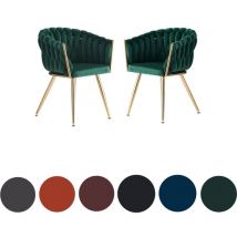 Life Interiors - Set of 2 Roma Modern Velvet Dining Chairs - Ergonomic Curved back with Gold Metal Frame - Armchair for Dining Room Kitchen Living