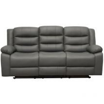 Luxury Life - Roma Leather Recliner 3 Seater Sofa with Cupholders in Grey