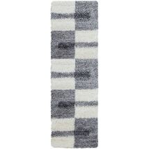 Tapis Salon Chambre Shaggy Motifs Géométrique - Roma (gris - 80x250cm)