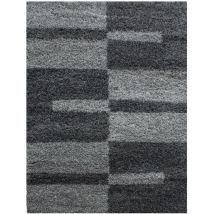 Tapis Salon Chambre Shaggy Motifs Géométrique - Roma (anthracite - 140x200cm)