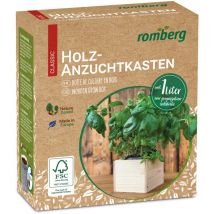 Romberg - Holz-Anzuchtkasten (ca. 11x11x9 cm) inkl. 1L Erde, FSC-zertifiziertes Holz