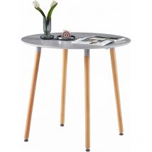 Table à Manger Ronde en Bois de Style Nordique Scandinave - 80 x 80 x 74 cm - Grise
