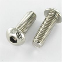 Vis métaux bhc (Tête Bombée Hexagonal creux) M10X35 Filetage total Classe 10.9 Clé de 6 HC6 Acier nickelé-10 pièces
