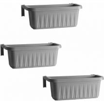 Frankystar - Rondine 50 - set de 3 balcons de 50 cm avec crochets réglables et réservoir d'eau Gris