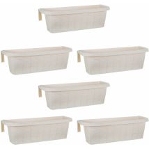 Rondine 60 - Set Di 6 Balconiere Intrecciate Da 60cm Con Agganci Regolabili E Riserva D'Acqua Panna
