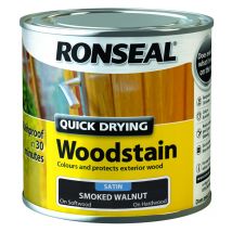 Ronseal - Quick Drying Exterior Woodstain - Smoked Walnut - Satin - 250ml