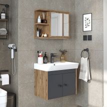 Roomart Ada Badmöbel Set 3-teilig Anthrazit-eiche