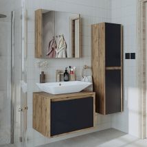 Roomart Atlantic-65 Badmöbel Set 4-teilig Anthrazit-eiche