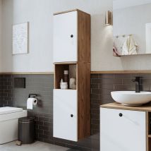 Roomart Lotus-i-75 Badmöbel Hochschrank Weiß-eiche