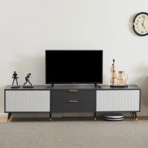 Roomfitters - Ensemble de meubles de salon 3 pièces - meuble tv, vitrine et table d'appoint avec refroidisseur à vin, schéma de couleurs noir et or,