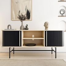 Roomfitters - Meuble tv Moderne avec 2 Portes Coulissantes, Support pour Téléviseur Jusqu'à 65 Pouces, Armoire de Bar avec Rangement, Buffet de