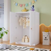 Roomfitters - Petit Armoire avec Tringle, Armoire à 2 Portes pour Chambre à Coucher et Salon, Armoire pour Enfants, mdf, Blanc