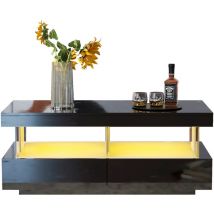 Table basse carrée noire - style technologique moderne avec éclairage led 16 couleurs, 70x70x36 cm, capacité maximale 3 kg - Roomfitters