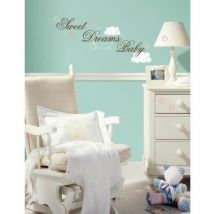 SWEET DREAMS BABY - Stickers repositionnables texte, étoiles et nuages
