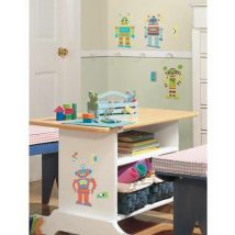 Thedecofactory - petits robots multicolores - Stickers repositionnables petits monstres multicolores