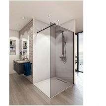 Saint Gobain - Paroi de douche en verre trempé 8mm - Saint-Gobain - 900mm - Parsol gris - Quincaillerie noire mat