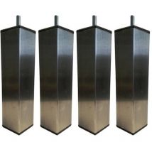 Jeu de pieds Carré Tonga H15cm L5cm inox filetage 8mm