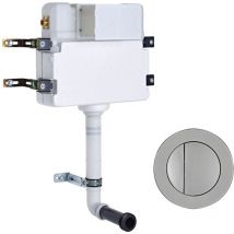 In Wall Concealed Cistern and Round Brushed Nickle Dual Flush - Roper Rhodes