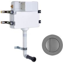 In Wall Concealed Cistern and Round Gunmetal Dual Flush Button - Roper Rhodes