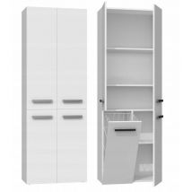Hucoco - rory Bathroom cabinet with basket Minimalist handles Dimensions : 174x60x30 Storage column