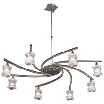 Diyas - Inspired Mantra Fusion Rosa Del Desierto Telescopic Pendant 8 Light G9, Satin Nickel